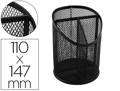 CUBILETE PORTALAPICES Q-CONNECT METAL REJILLA CON 3 COMPARTIMIENTOS DIAMETRO 110 ALTURA 147 MM NEGRO