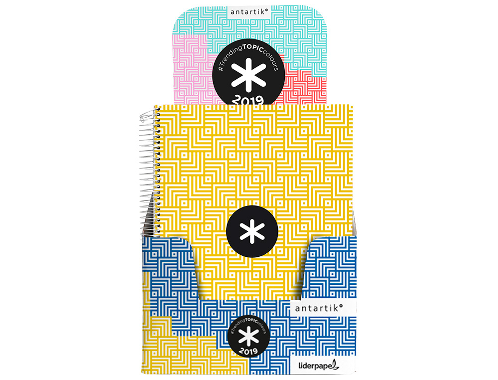 CARPETA LIDERPAPEL ANTARTIK CON RECAMBIO A4 CUADRO 5 MM FORRADA 4 ANILLAS 25 MM TRENDING TOPIC COLORES