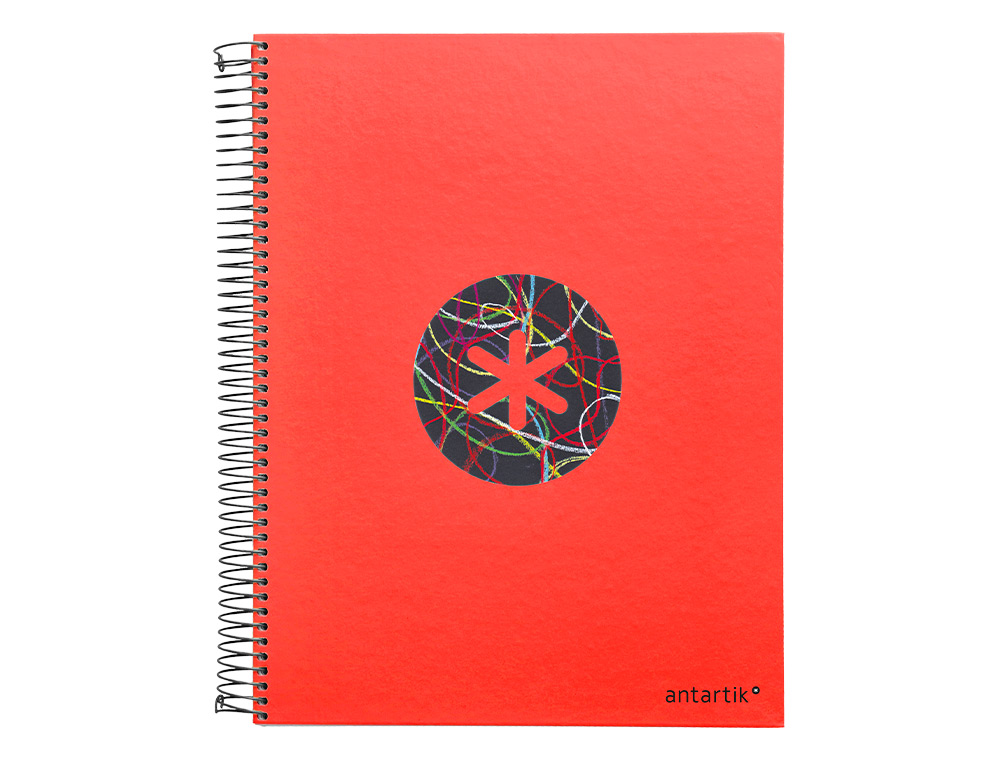 CUADERNO ESPIRAL LIDERPAPEL A4 MICRO ANTARTIK TAPA FORRADA120H 100 GR CUADRO 5 BANDA 4 TALADROS TRENDING ROJO