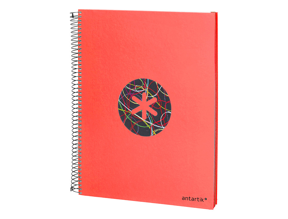 CUADERNO ESPIRAL LIDERPAPEL A4 MICRO ANTARTIK TAPA FORRADA120H 100 GR CUADRO 5 BANDA 4 TALADROS TRENDING ROJO