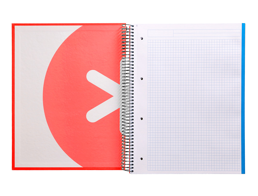CUADERNO ESPIRAL LIDERPAPEL A4 MICRO ANTARTIK TAPA FORRADA120H 100 GR CUADRO 5 BANDA 4 TALADROS TRENDING ROJO