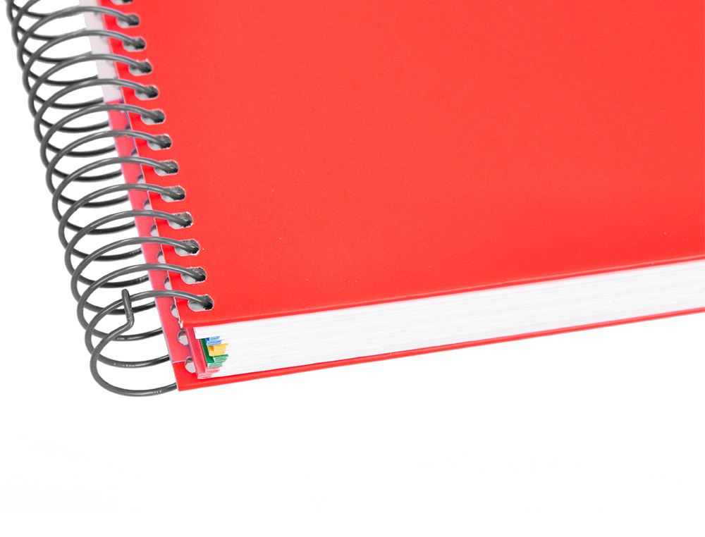 CUADERNO ESPIRAL LIDERPAPEL A4 MICRO ANTARTIK TAPA FORRADA120H 100 GR CUADRO 5 BANDA 4 TALADROS TRENDING ROJO