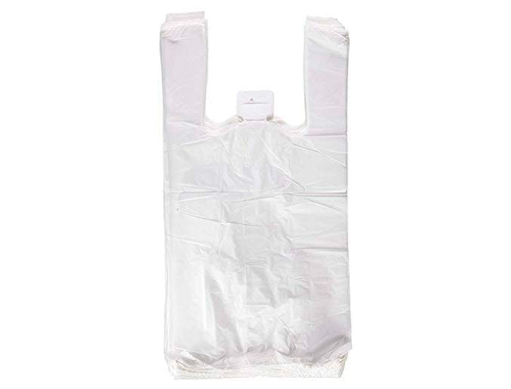 BOLSA CAMISETA RECICLADA 70% BLANCA 50 MC 48X60 CM APTA LEGISLACION DE BOLSAS 2021