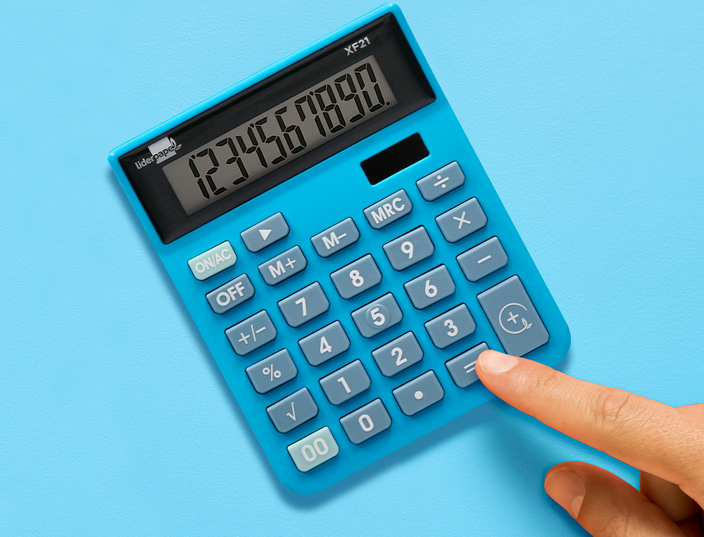 CALCULADORA LIDERPAPEL SOBREMESA XF21 10 DIGITOS SOLAR Y PILAS COLOR AZUL 127X105X24 MM