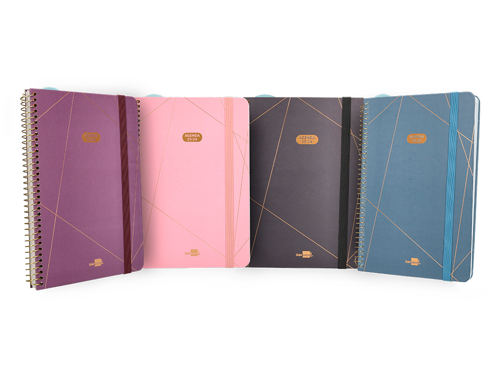 AGENDA ESCOLAR LIDERPAPEL CURSO 23-24 COLLEGE CLASSIC LINES DIN A5 BILINGUE DOS DIAS PAGINA CARTON FORRADO ESPIRAL