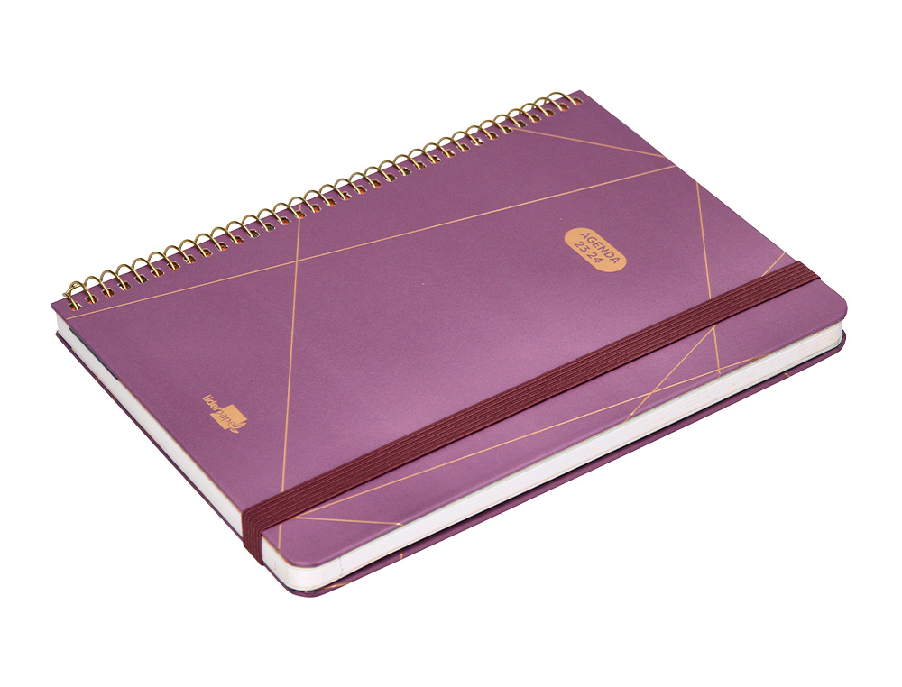 AGENDA ESCOLAR LIDERPAPEL CURSO 23-24 COLLEGE CLASSIC LINES DIN A5 BILINGUE DOS DIAS PAGINA CARTON FORRADO ESPIRAL