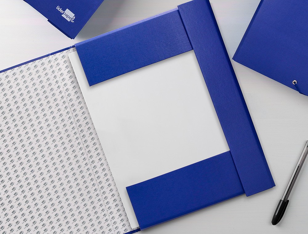 CARPETA PROYECTOS LIDERPAPEL FOLIO LOMO 90MM CARTON FORRADO AZUL