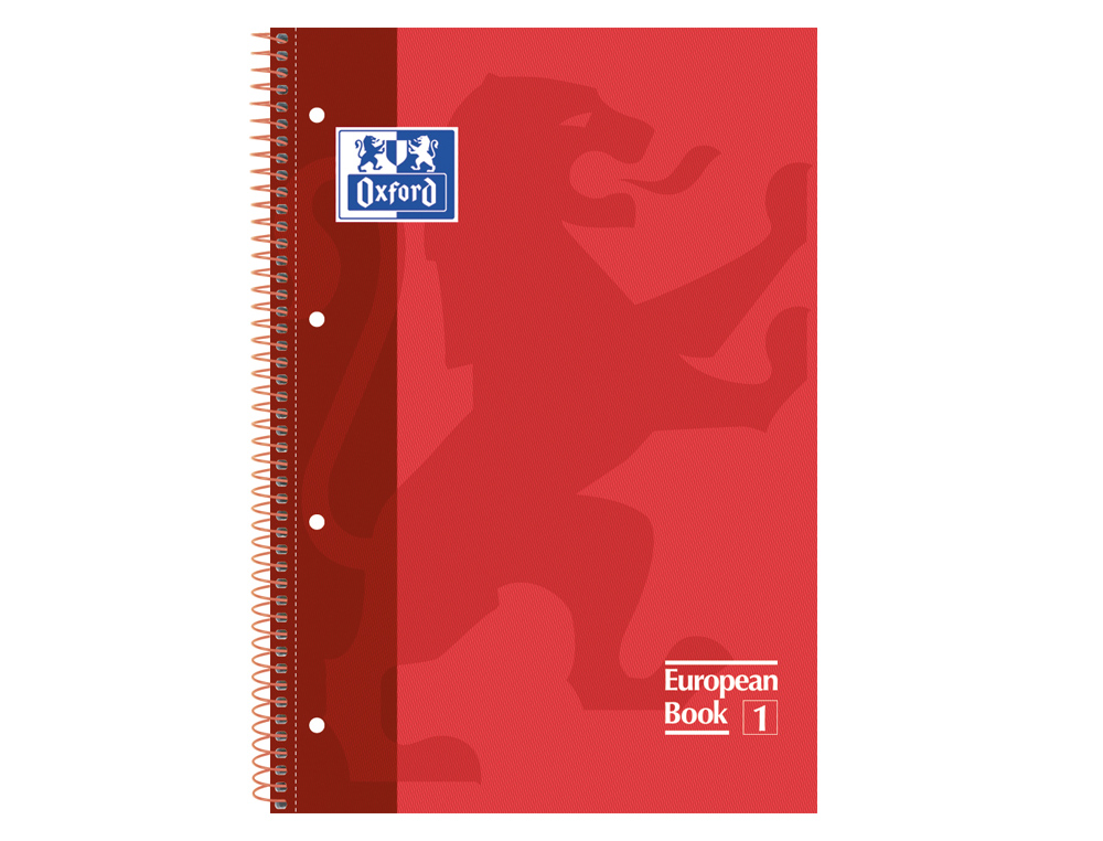 BLOC ESPIRAL OXFORD TAPA EXTRADURA MICROPERFORADO DIN A4 80 HOJAS CUADROS 5MM COLOR ROJO
