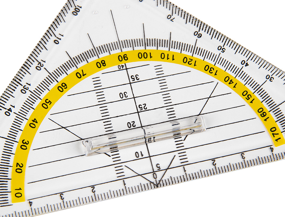 ESCUADRA LIDERPAPEL GEOMETRIA 16 CM PLASTICO CRISTAL CON PESTAA DE SUJECCION