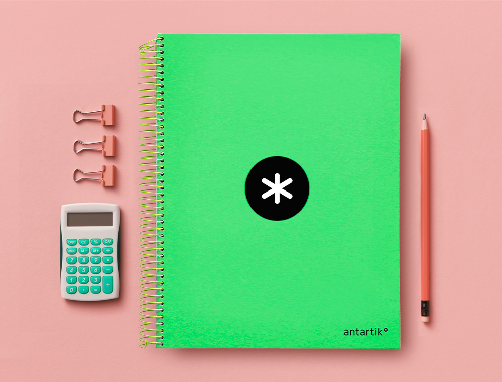 CUADERNO ESPIRAL LIDERPAPEL A4 MICRO ANTARTIK TAPA FORRADA 120H 100 GR HORIZONTAL 5 BANDAS 4 TALADROS COLOR VERDE