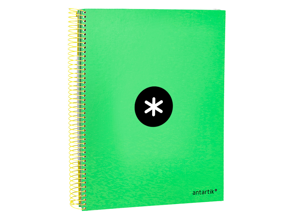 CUADERNO ESPIRAL LIDERPAPEL A4 MICRO ANTARTIK TAPA FORRADA 120H 100 GR HORIZONTAL 5 BANDAS 4 TALADROS COLOR VERDE