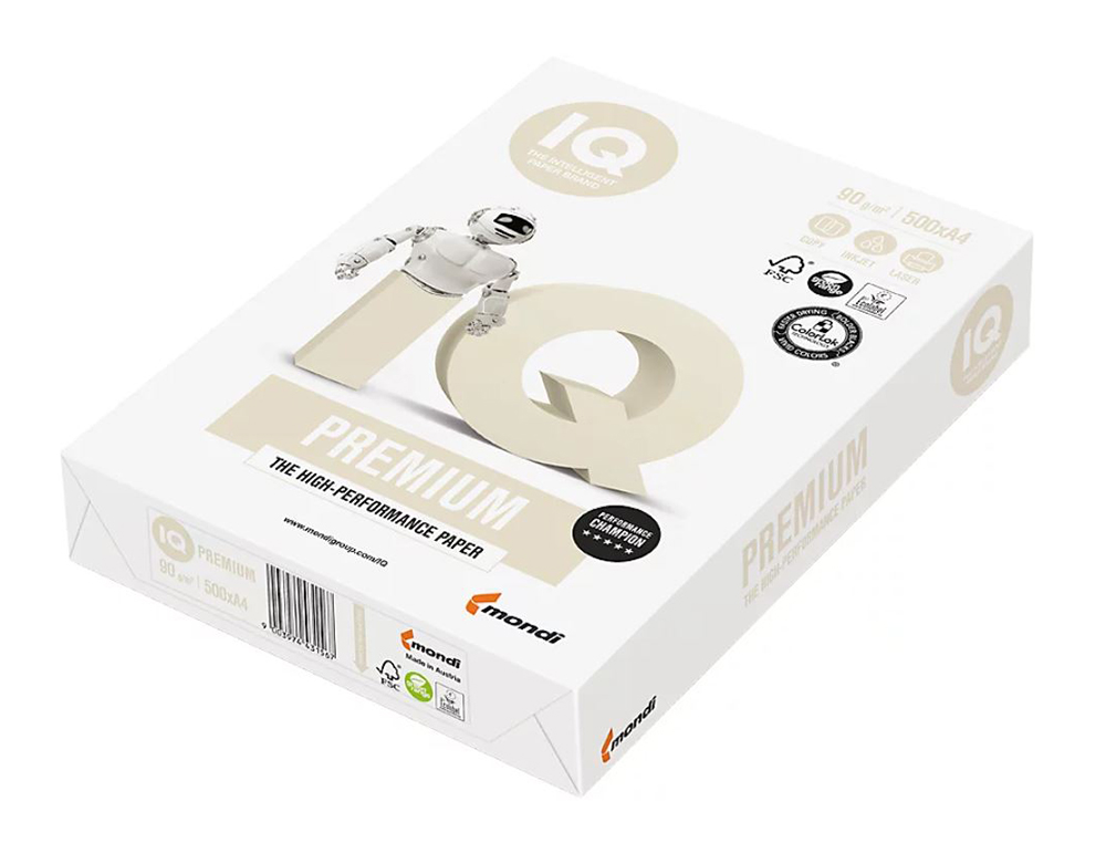 PAPEL FOTOCOPIADORA IQ PREMIUM DIN A4 90 GRAMOS PAQUETE DE 500 HOJAS