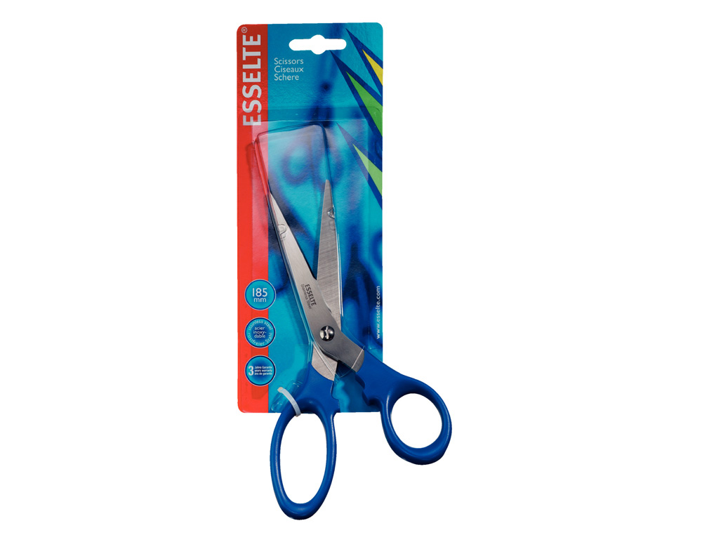 TIJERA OFICINA ESSELTE GAMA PREMIUM 185 MM COLOR AZUL