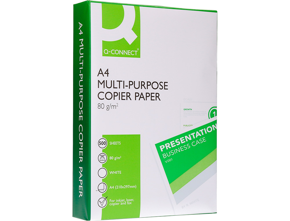 PAPEL FOTOCOPIADORA Q-CONNECT ECONOMY DIN A4 80 GRAMOS PAQUETE DE 500 HOJAS