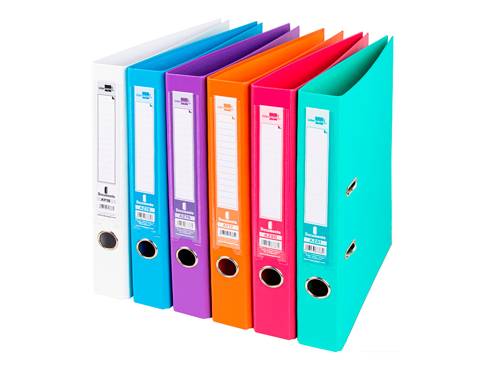 ARCHIVADOR DE PALANCA LIDERPAPEL A4 DOCUMENTA FORRADO PVC CON RADO LOMO 52 MM COLORES SURTIDOS TRENDING