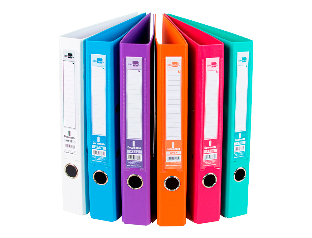 ARCHIVADOR DE PALANCA LIDERPAPEL A4 DOCUMENTA FORRADO PVC CON RADO LOMO 52 MM COLORES SURTIDOS TRENDING