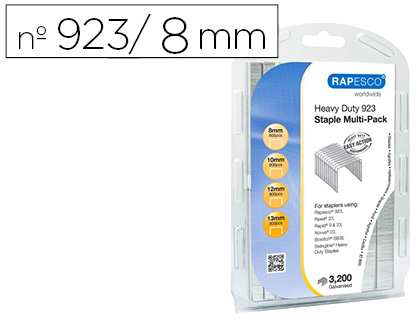 GRAPAS RAPESCO GALVANIZADAS 923/8-10-12-13 MM BLISTER DE 3200 UNIDADES