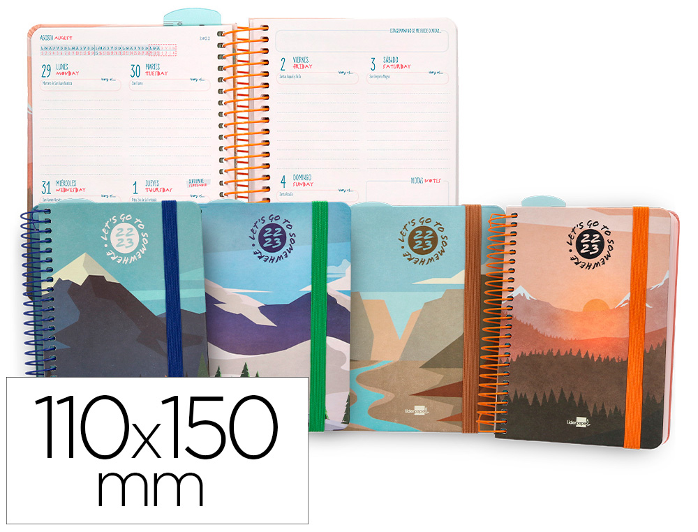 AGENDA ESCOLAR LIDERPAPEL CURSO 22-23 COLLEGE CLASSIC ADVENTURE MINI BILINGUE SEMANA VISTA ESPIRAL CIERRE
