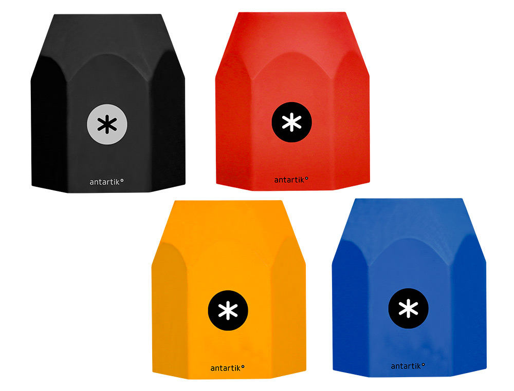 CUBILETE PORTALAPICES ANTARTIK AZUL MOSTAZA NEGRO Y ROJO OPACO SILICONA HEXAGONAL 95X85X85 MM