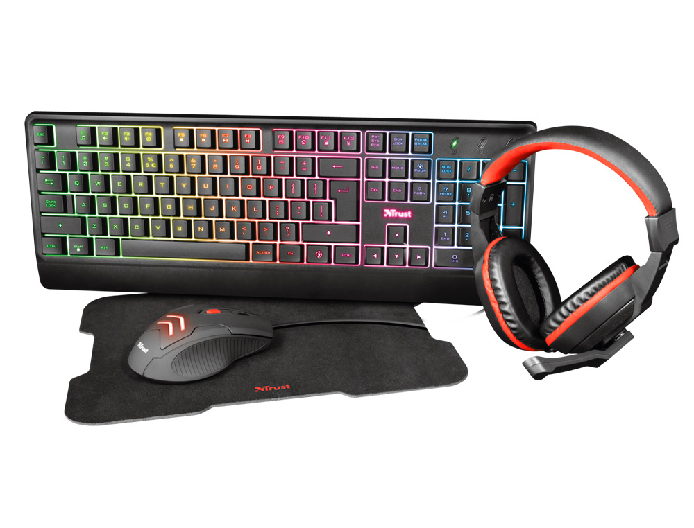 KIT GAMING TRUST ZIVA 4 EN 1 TECLADO + RATON + ALFOMBRILLA + AURICULARES