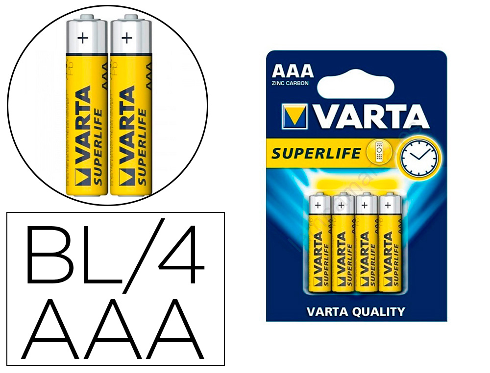 PILA VARTA SALINA SUPERLIFE AAA TIPO R-03 BLISTER DE 4 UNIDADES