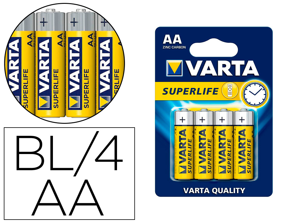 PILA VARTA SALINA SUPERLIFE AA TIPO R-06 BLISTER DE 4 UNIDADES