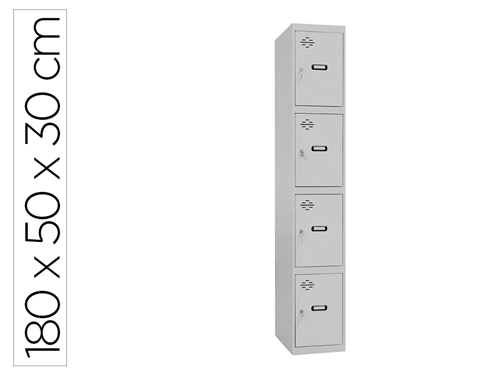 TAQUILLA METALICA SIMONRACK 4 PUERTAS CON CERRADURA MONTADA RESPIRADERO Y ETIQUETERO GRIS/GRIS 1800X500X300 MM