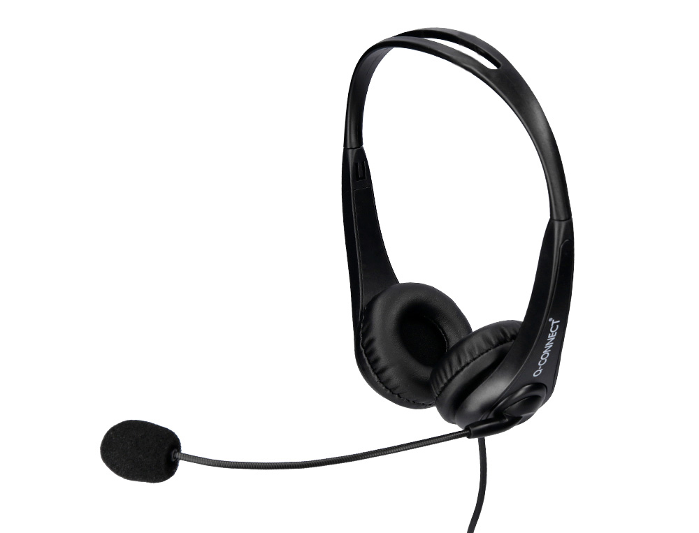 AURICULAR Q-CONNECT BIAURAL DIADEMA CON MICROFONO Y CONTROL DE VOLUMEN CONEXION USB CABLE DE 2M COLOR NEGRO