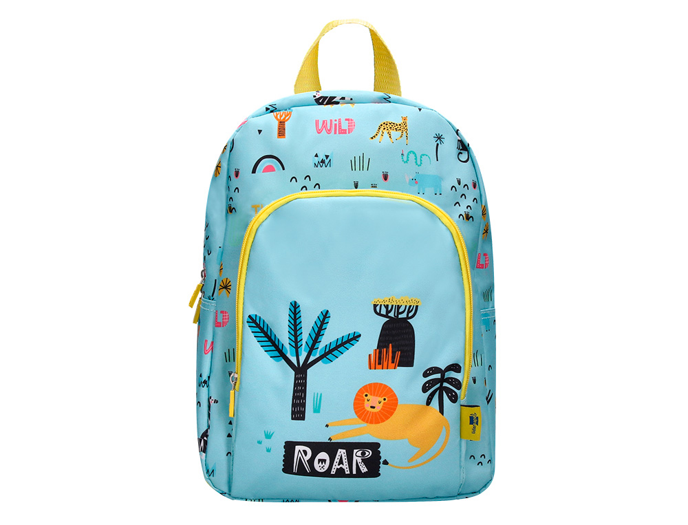 MOCHILA ESCOLAR LIDERPAPEL SAFARI INFANTIL AZUL LEON 330X110X250 MM