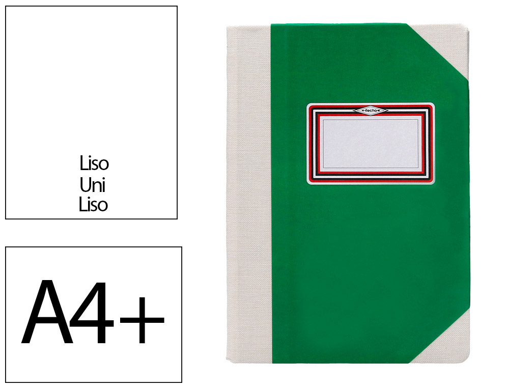 LIBRO CARTONE COSIDO FERNANDES FLECHA DIN A4+ LISO 50 HOJAS 100 GR VERDE