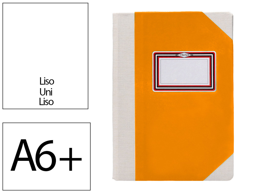 LIBRO CARTONE COSIDO FERNANDES FLECHA DIN A6+ LISO 50 HOJAS 100 GR NARANJA