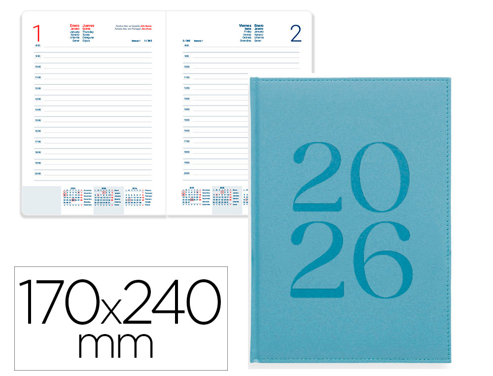 AGENDA ENCUADERNADA LIDERPAPEL CRETA 170X240 MM 2026 DIA PAGINA NEW COLOR PAPEL 70 GR