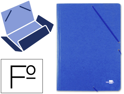 CARPETA LIDERPAPEL GOMAS FOLIO 3 SOLAPAS CARTON PRESPAN AZUL