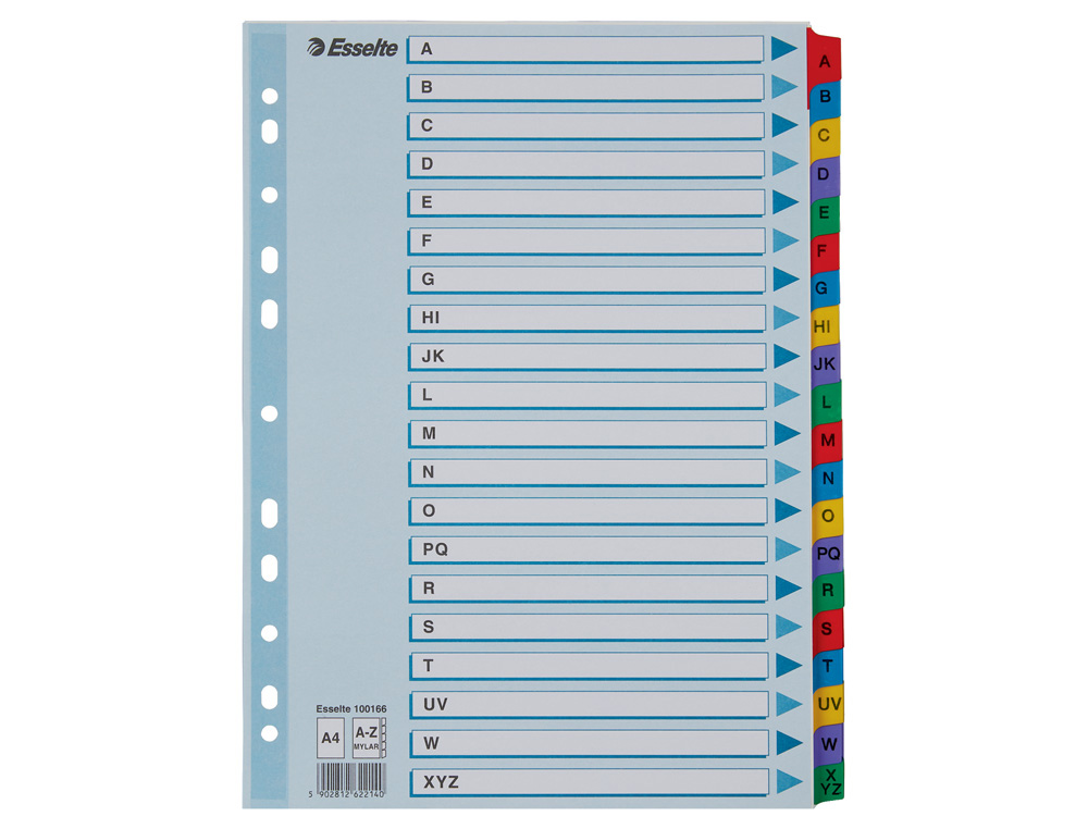 SEPARADOR ALFABETICO ESSELTE CARTULINA MYLAR A-Z DIN A4 MULTITALADRO
