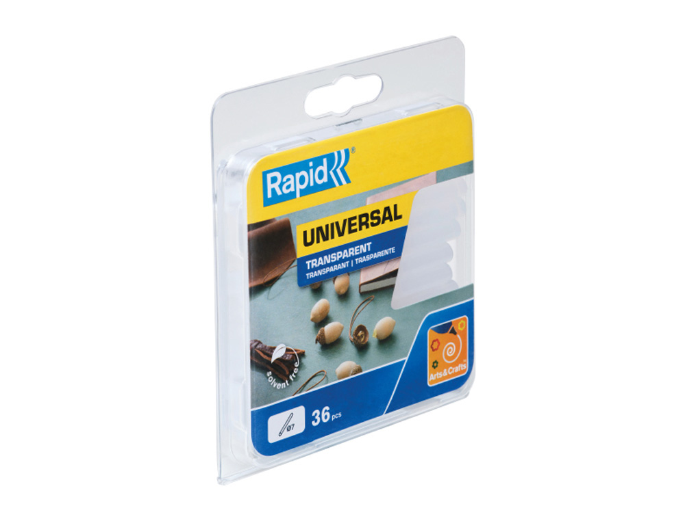 BARRA TERMOFUSIBLE RAPID COLA UNIVERSAL 7 MM DIAMETRO X 90 MM ALTO BLISTER DE 36 UNIDADES