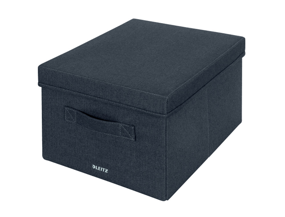 CAJA DE ALMACENAMIENTO LEITZ TELA PLEGABLE CON TAPA M COLOR GRIS TERCIOPELO 285X203X380 MM