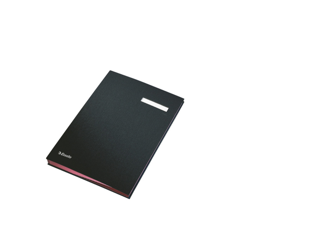 PORTAFIRMAS ESSELTE TAPA CARTON FORRADO FUELLE CON 10 SEPARADORES COLOR NEGRO 240X16X340 MM