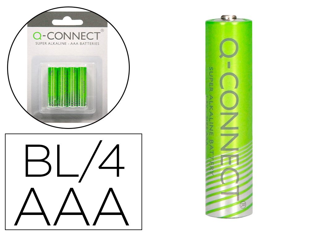 PILA Q-CONNECT ALCALINA AAA BLISTER CON 4 UNIDADES