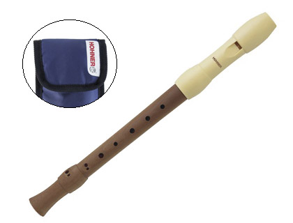 FLAUTA HOHNER ALEGRA MADERA PERAL DOS PIEZAS CON BOQUILLA PLASTICO MARFIL EN FUNDA AZUL