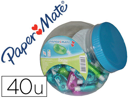 CORRECTOR PAPER MATE DRYLINE MINI 5 MM X 6 M BOMBONERA DE 40 UNIDADES